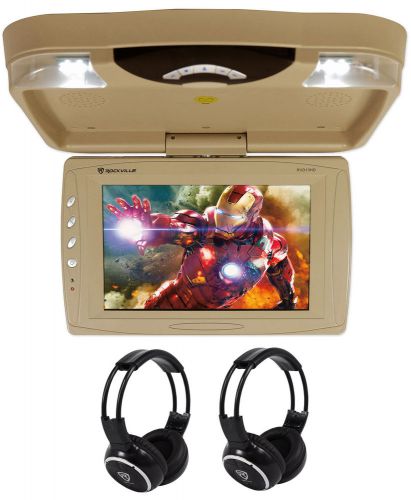 Rockville rvd13hd-bg 13&#034; flip down car monitor w dvd/hdmi/usb/sd/games+headsets