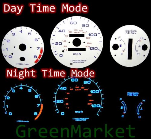 96-00 civic at w/ tach rpm white face blue indiglo glow gauges