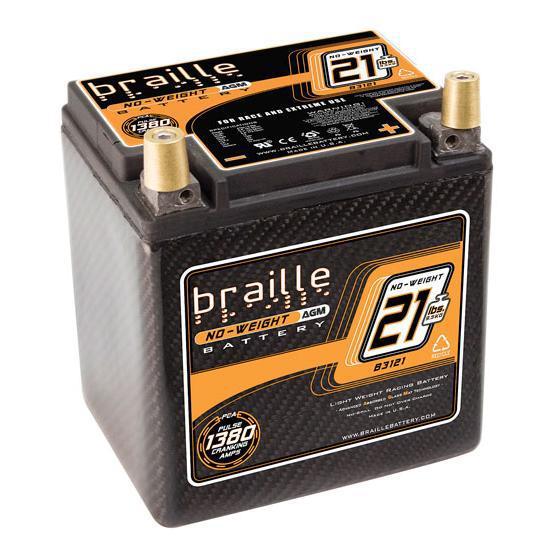 New braille carbon fiber agm 12 volt battery, 550 cca 6.6" x 5.2" x 6.8", 21 lbs