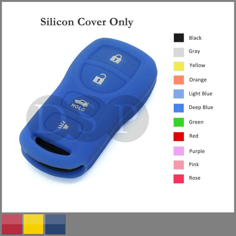 Silicone skin jacket cover holder for nissan remote key case shell 4 button db