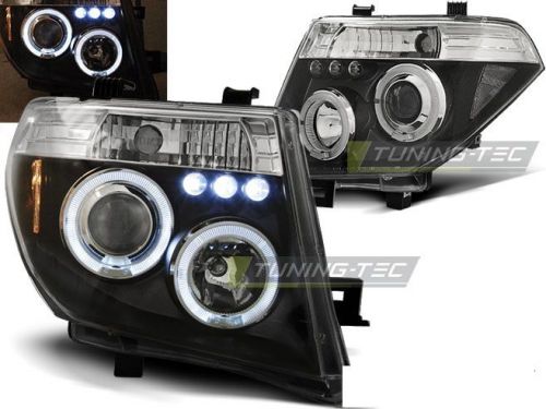 New set headlights lpni06 nissan navara d40/pathfinder 05-10 angel eyes black