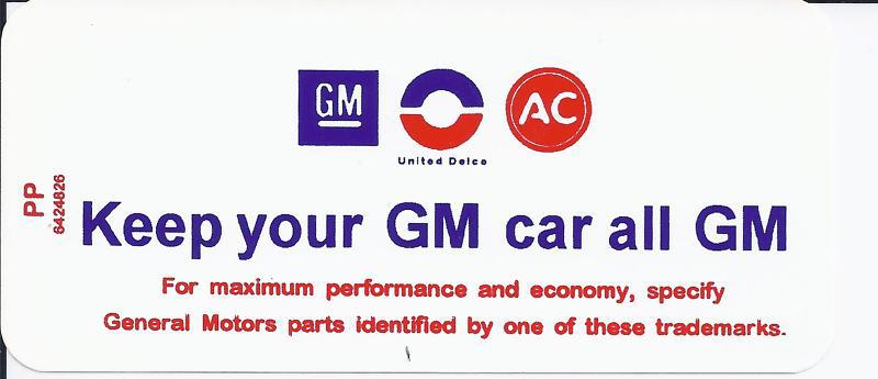 68-72  keep your gm car all gm   decal chevy chevrolet, gm let pp