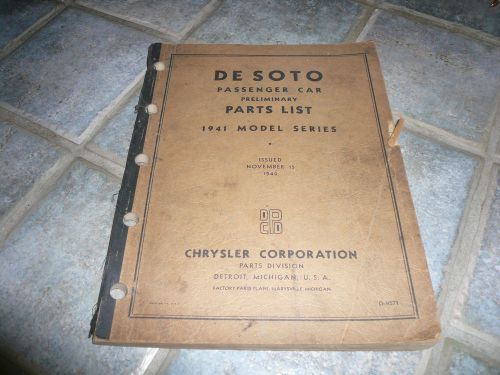 1941 desoto passanger car preliminary parts list 1941 model series - vintage