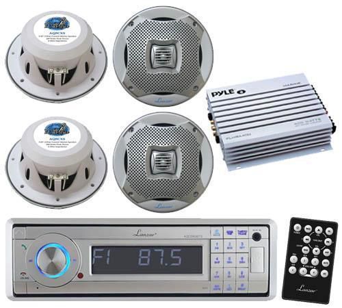 Marine detachable face cd/mp3/usb/sd/am/fm stereo /bluetooth 4 speakers 400w amp