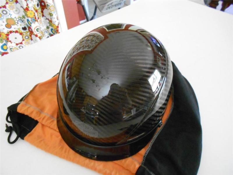 Harley davidson carbon kevlar 1/2 helmet size small with visor ***exc condition*