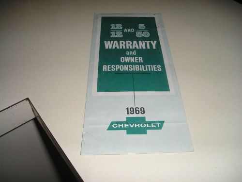 1969 original chevrolet/corvette/chevelle/camaro warranty manual