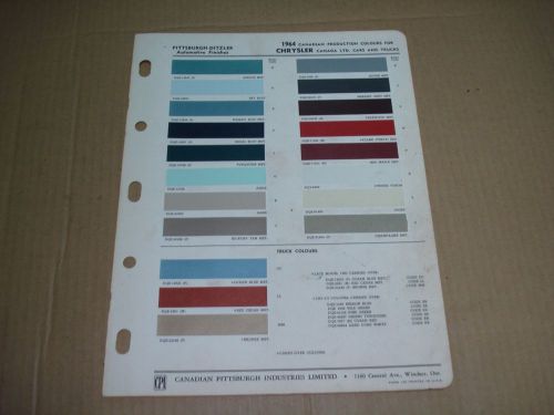 1964 chrysler cars &amp; trucks ditzler paint chip colours