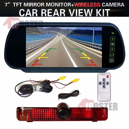 7&#034; rear view mirror monitor+backup brake light camera for gmc savana 2003-2016