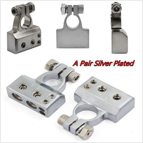 1 pair silver plated car battery terminal clamps connectors positive/nagative