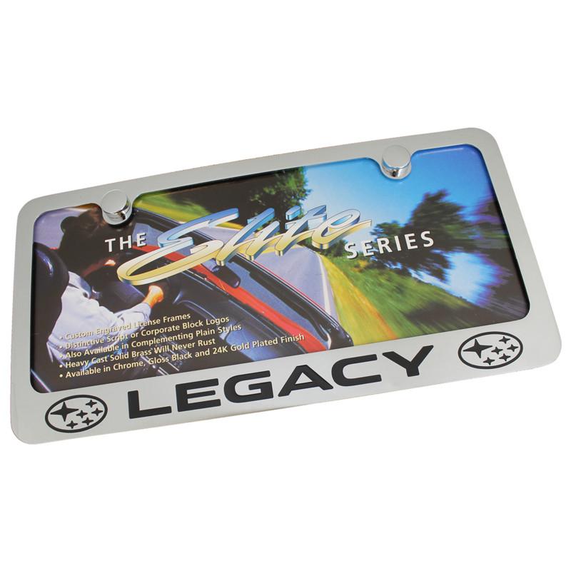 Subaru legacy chrome brass license plate frame