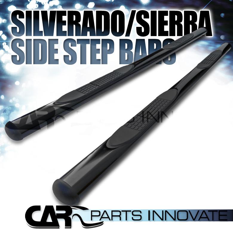 01-13 silverado sierra crew cab 4" black stainless steel side step nerf bars