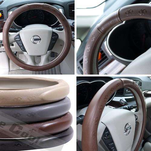 Leather steering wheel cover 51104 dark brown hummer fiat car suv truck 14"-15"