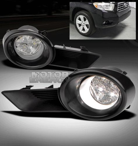 2008 2009 2010 toyota highlander bumper jdm clear led fog lights lamp+switch kit