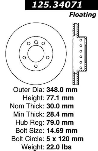 Centric 125.34071 front brake rotor/disc-high carbon rotor-preferred