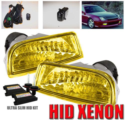 97-01 honda prelude yellow fog light+6000k xenon hid 00