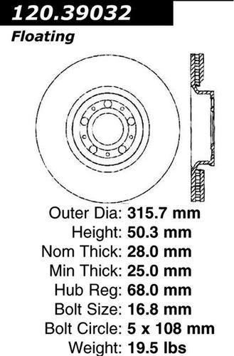 Centric 120.39032 front brake rotor/disc-preferred premium rotor