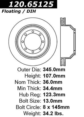 Centric 120.65125 rear brake rotor/disc-premium rotor-preferred