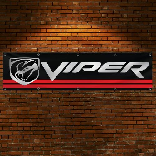 Dodge viper banner 2x8ft racing car flag hellcat srt muscle car man cave sign