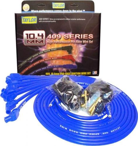 Universal fit v8 blue taylor 409 pro race ignition wire set with 135&amp;deg; plug