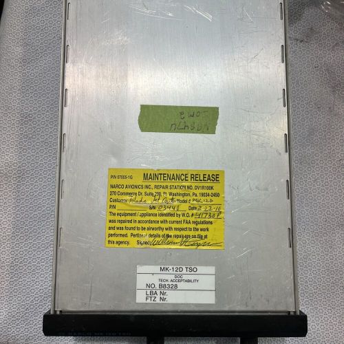 Narco mk-12d nav/com (14v)- s/n: 03440 for parts, used