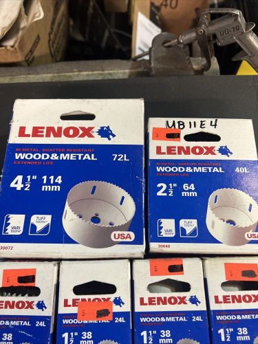 Lenox hole saws 4 1/2 - 2 1/2- 2- 1 1/2- 3/4 set of 14