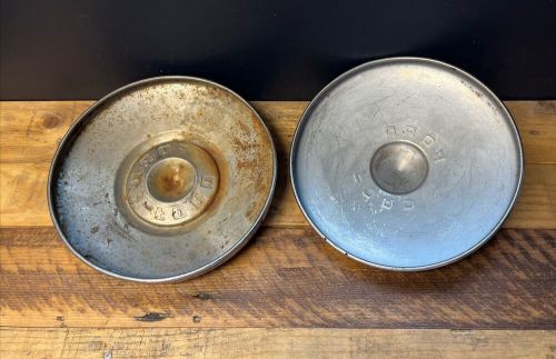 2 -  ford 10-1/2&#034; hubcaps poverty dog dish - two different styles