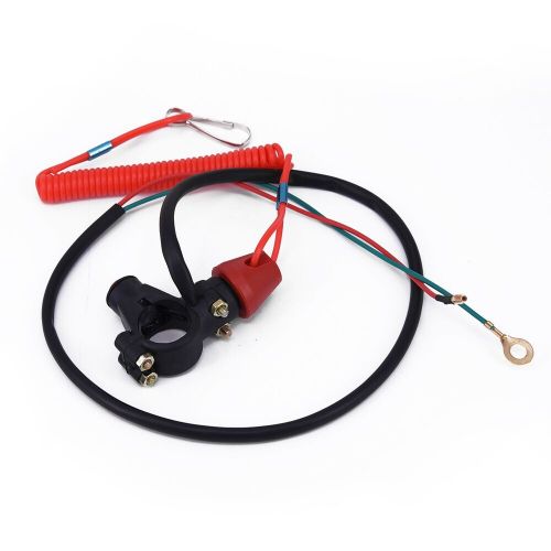 Tether line engine kill switch lanyard for 7/8&#034; handlebar motorcycle &amp;