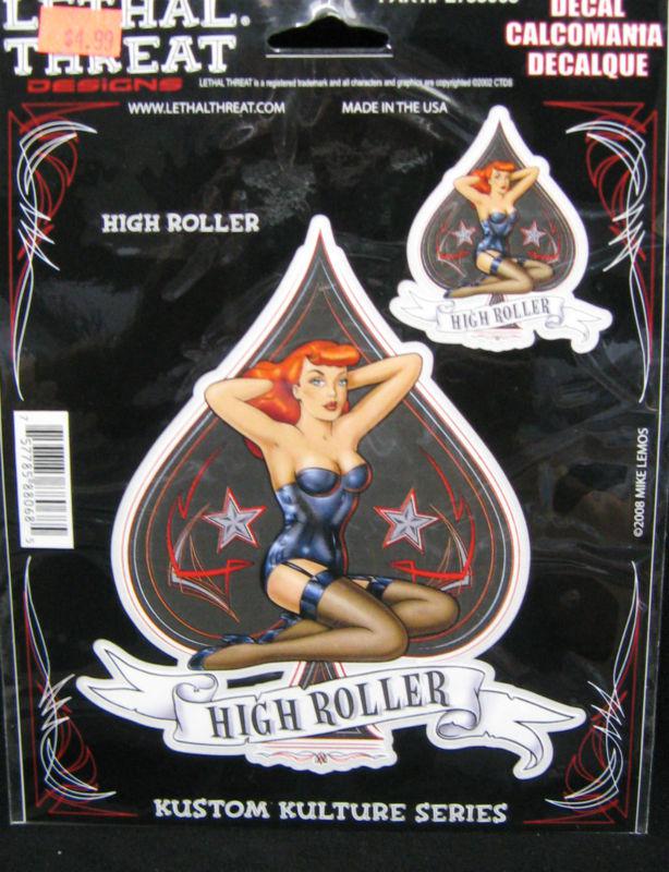 # lethal threat  high roller pin up girl  decal 