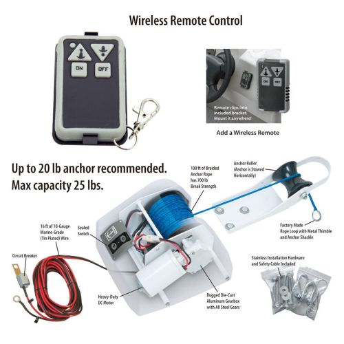 12v marine saltwater boat electric windlass anchor winch with wireless remote