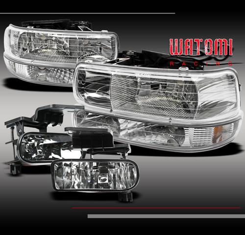 99-02 silverado/00-06 tahoe suburban crystal head light+bumper+fog kit 1500 2500