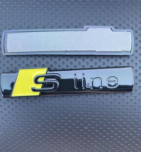 2x gloss black and yellow s-line wing sline badges a1 a2 a3 a4 a5 a6 a7 a8