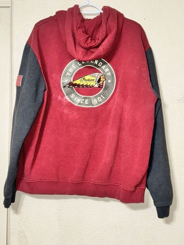 Indian motorcycle legend hoodie sweatshirt embroidered colorblock red mens xl