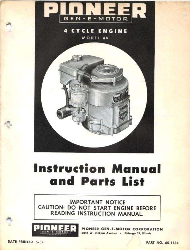 Pioneer engine 4v  instruction manual & parts guide