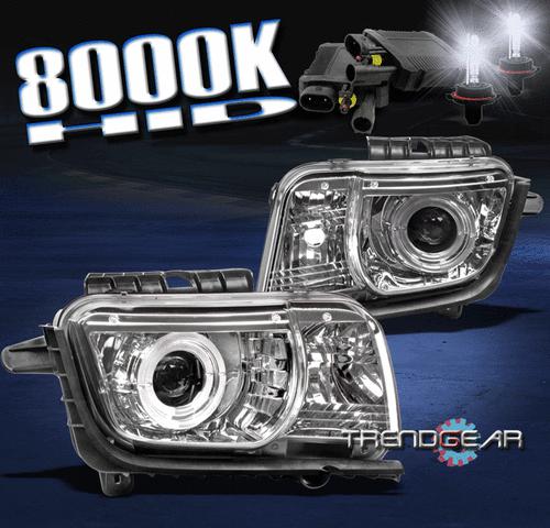 10-13 chevy camaro double halo chrome projector headlight w/8000k hid left+right