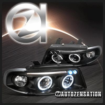 96-99 audi a4 s4 b5 black led drl halo projector headlights