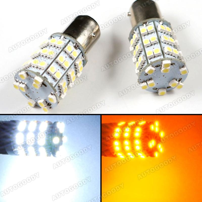 1157 dual color led switchback turn signal lights 2357 white + amber yellow