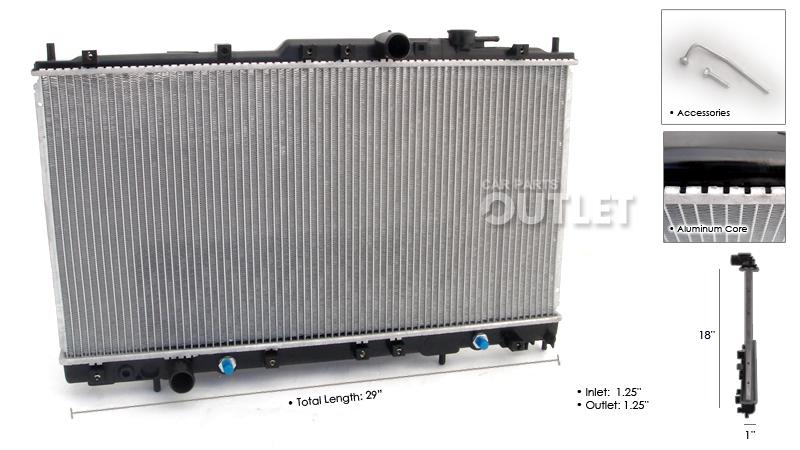 99 00 01 02 mitsubishi galant 6cyl 3.0 radiator 1999-2002 3.0l v6 auto w/toc at