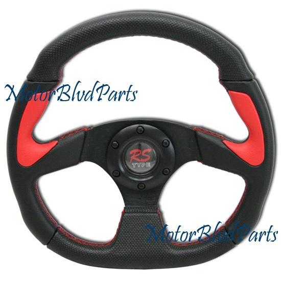 320mm universal 6-bolt steering wheel red thumb handle