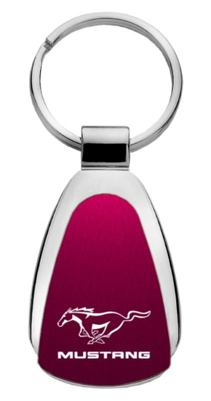 Ford mustang burgundy teardrop keychain / key fob engraved in usa genuine