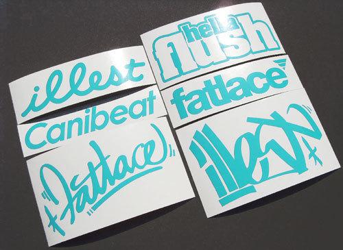 Illest fatlace hella canibeat stickers decals jdm drift  6 inchs 6 pcs.teal*vb