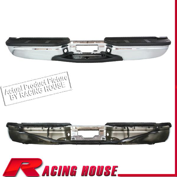 Rear step bumper replacement steel bar w/ pad 99-04 f250 f350 f450 f550 chrome