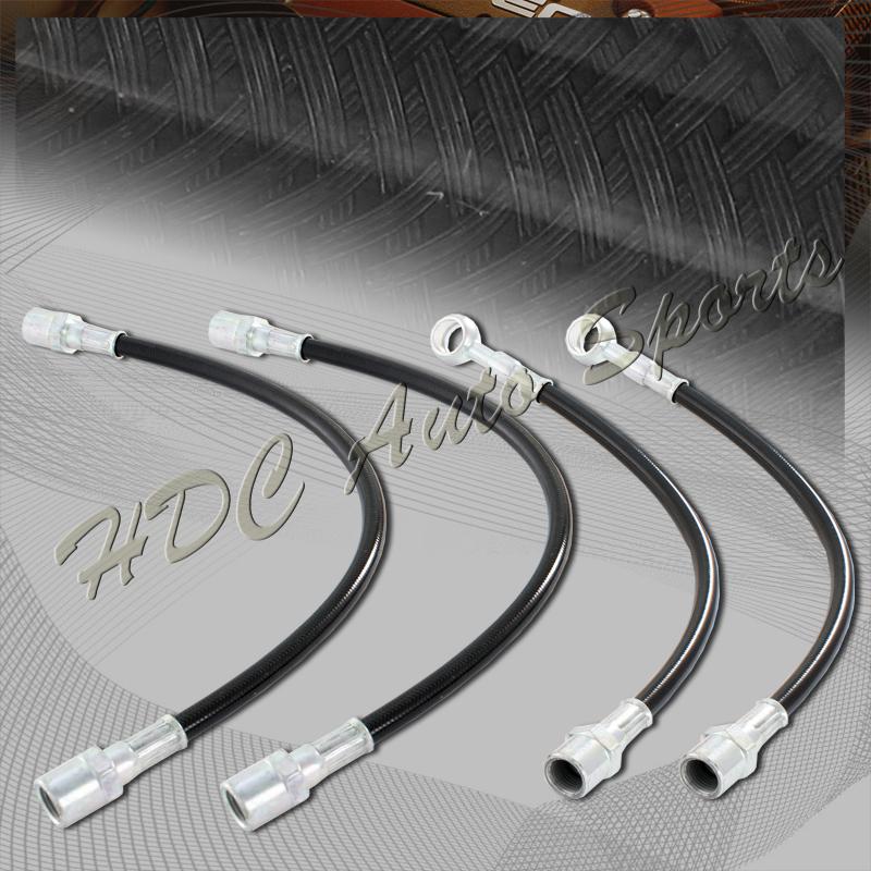 Audi 02-05 a4 02 04-05 s4 front+rear stainless steel brake line hose kit - black