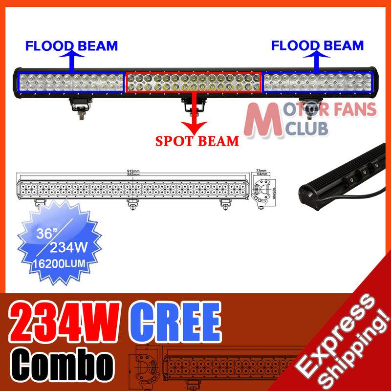36inc 234w cree led work light bar lamp 16200lm spot/flood/combo 108w/126w/288w