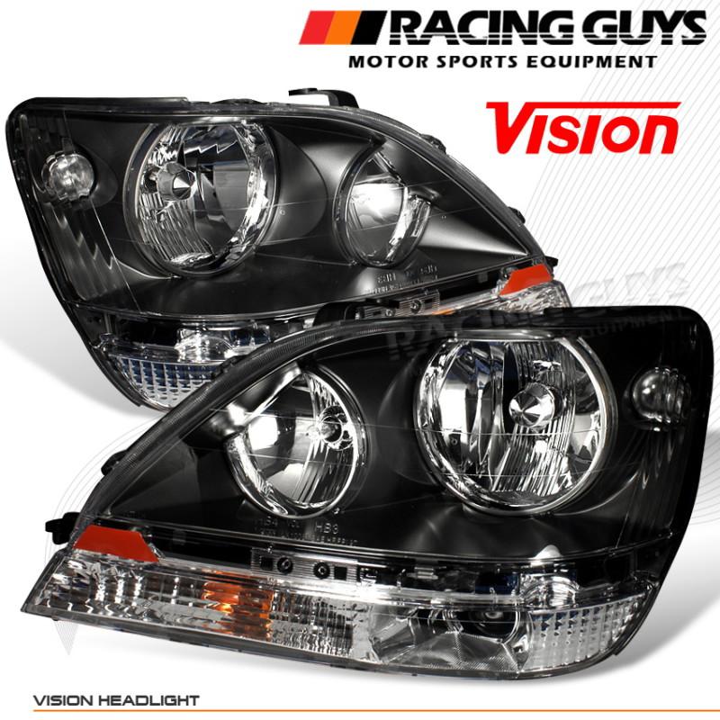 1999-2000 lexus rx300 headlights lamps suv driver+passenger pair black front new