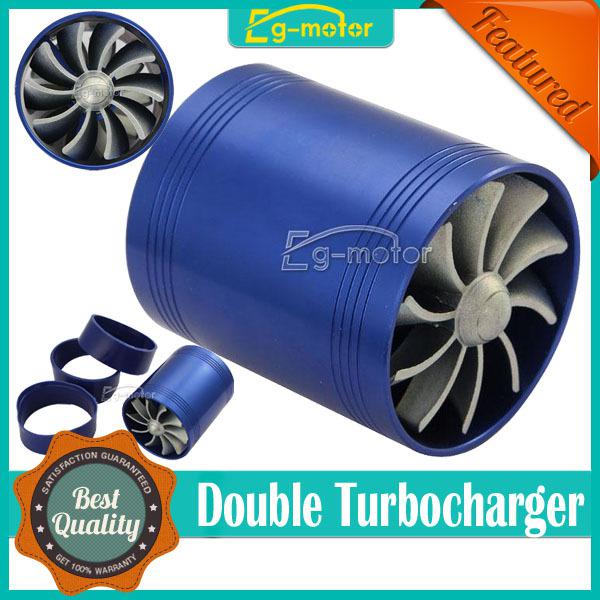 Blue f1-z double supercharger turbo charger air intake fuel saver eco fan