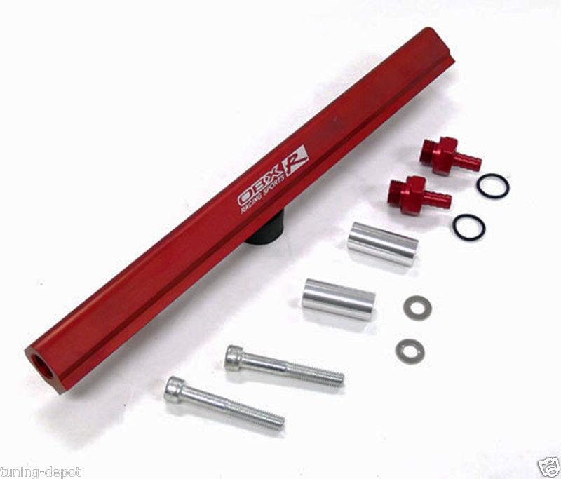 Obx aluminum red fuel rail nissan 240sx silvia ka24de ka24d top feed