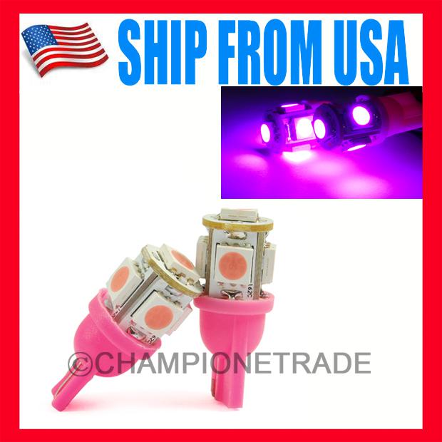 Us pink 5 smd t10 led reading license plate interior light bulb universal for vw