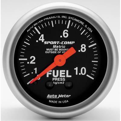 Autometer sport-comp mechanical fuel pressure gauge 2 1/16" dia black face