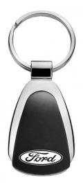 Ford tear drop silver color with black inlay metal keychain