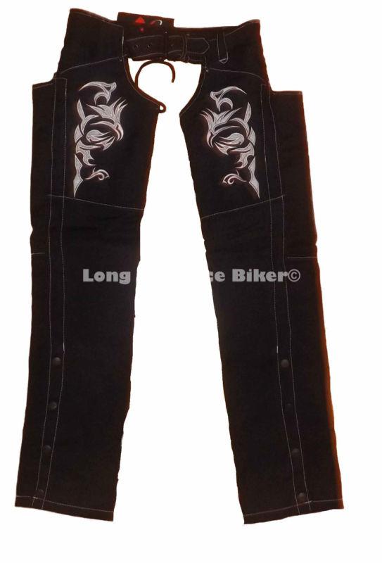 Nexgen double nylon tribal motorcycle chaps - pink small, medium, large